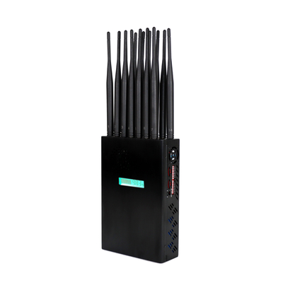 Portable 14 Bands Cell Phone Jammer 20 - 25 Meters Jamming Range With LCD Display